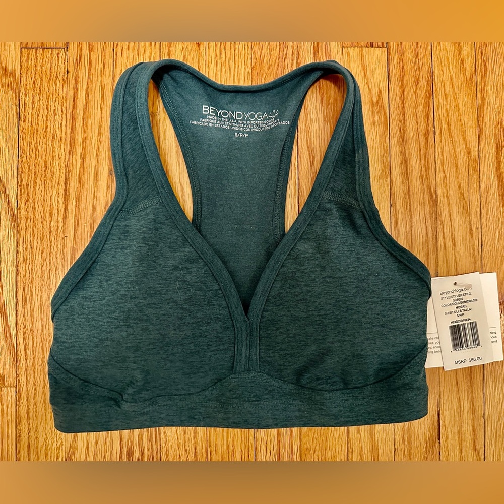 Beyond Yoga Lift Your Spirits Bra Size Small Dark Green